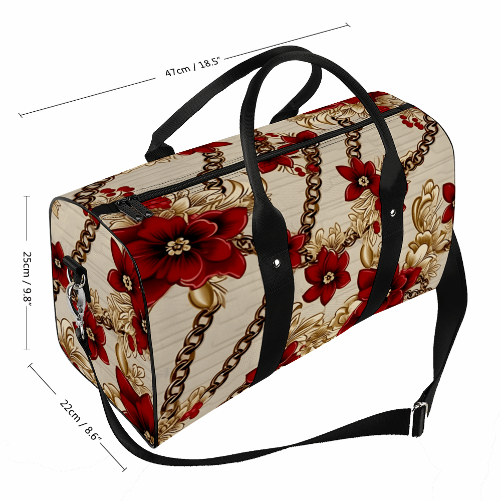 Burgandy & Light Brown Large Travel Luggage Gym Bags Duffel Bags