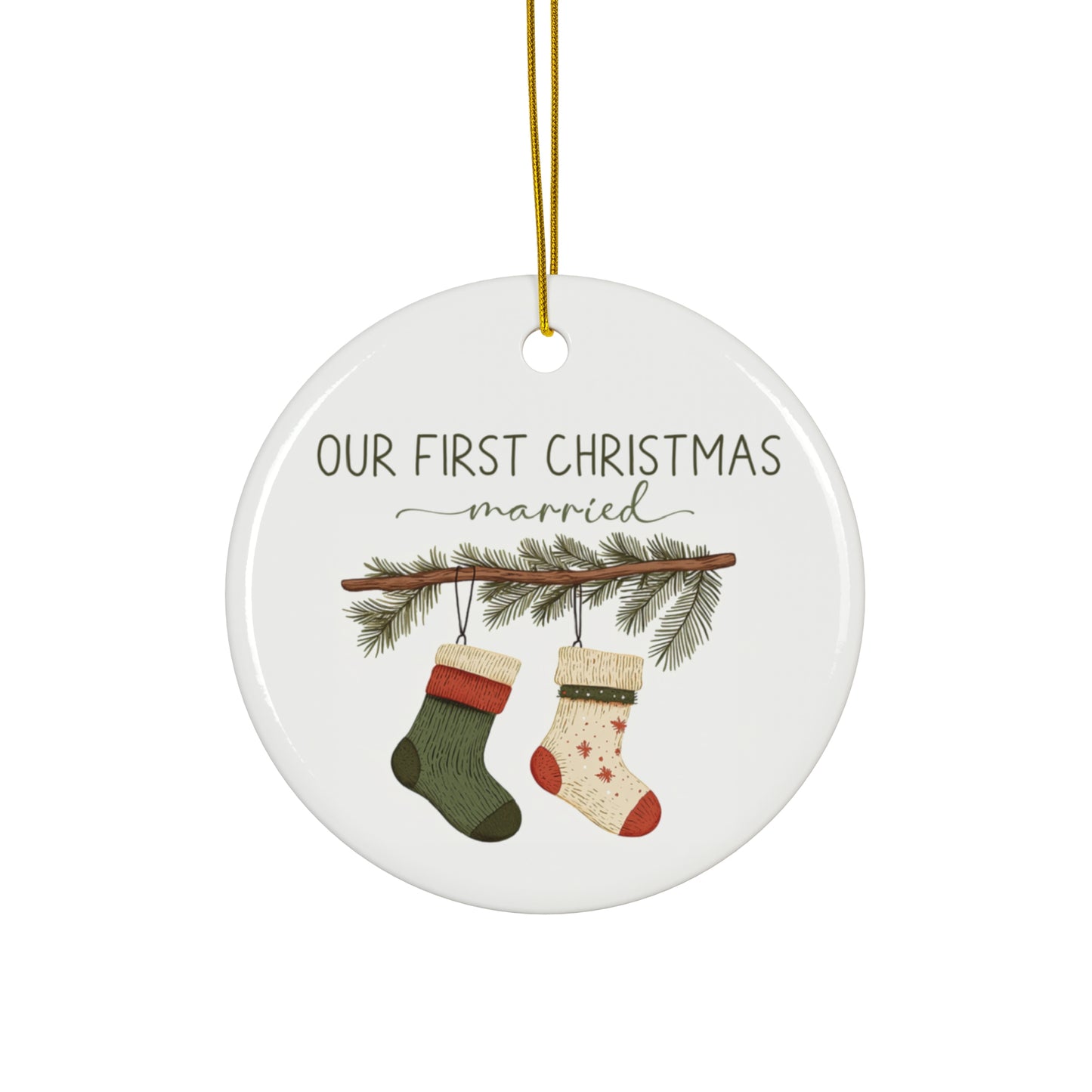 Our First Christmas Married,1st Christmas, Ceramic Ornament, Personalized Ornament