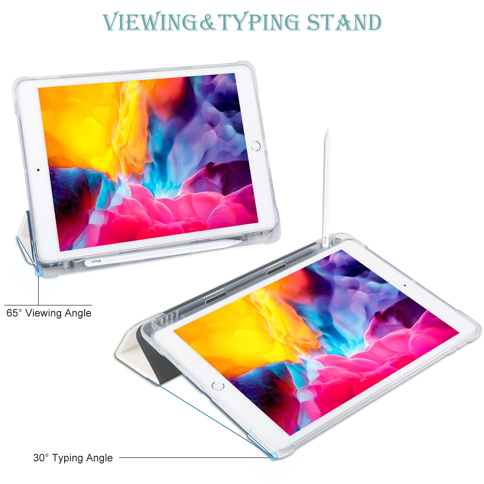 AKA Pink and Green Stand iPad Case with Apple Pencil Holder