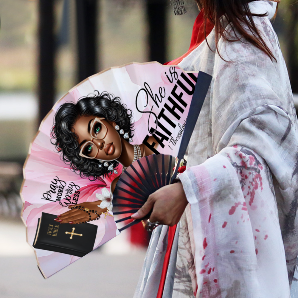 She is Faithful Silk Fan Retro Hand-held Folding Fan