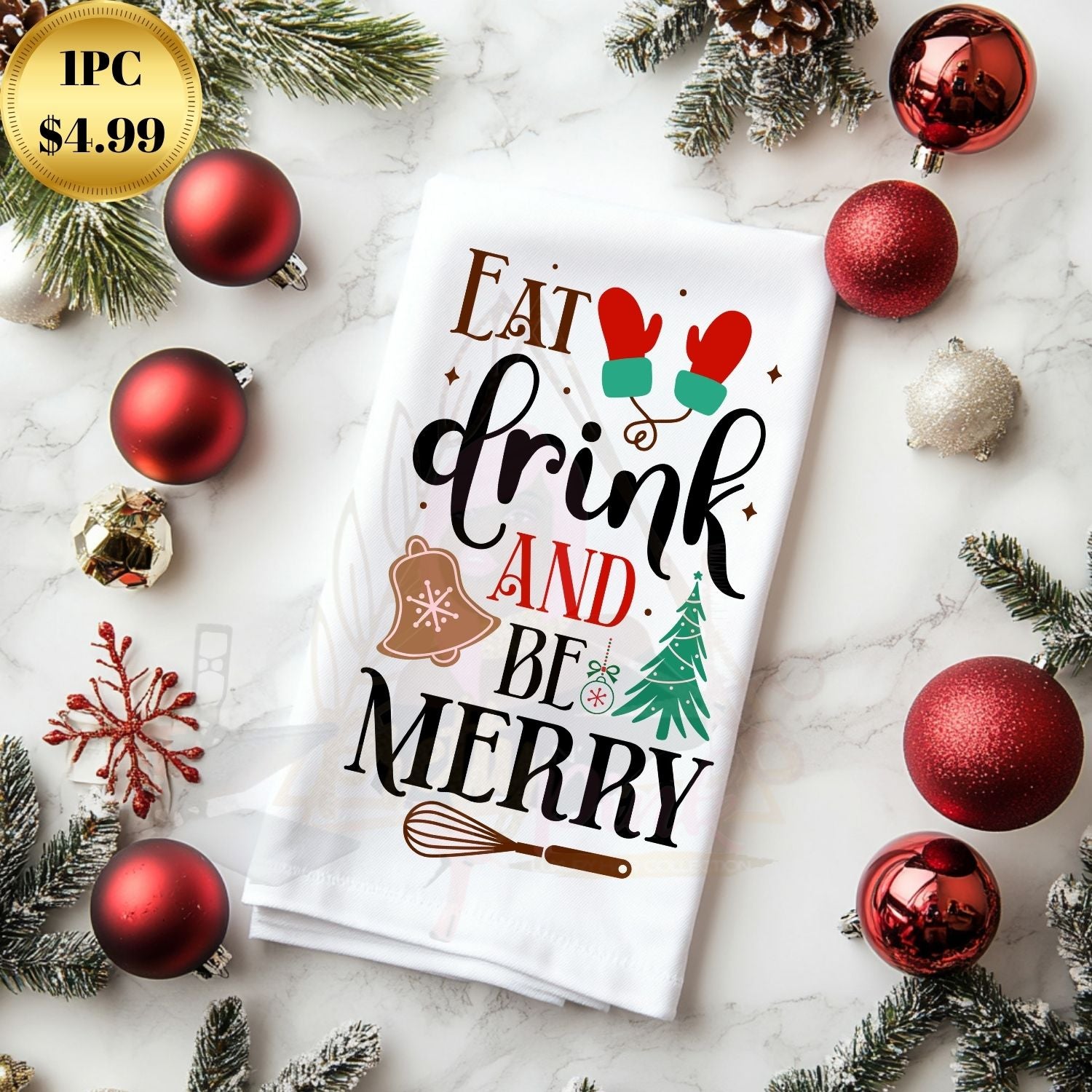 White Christmas Hand Towel (Individual)