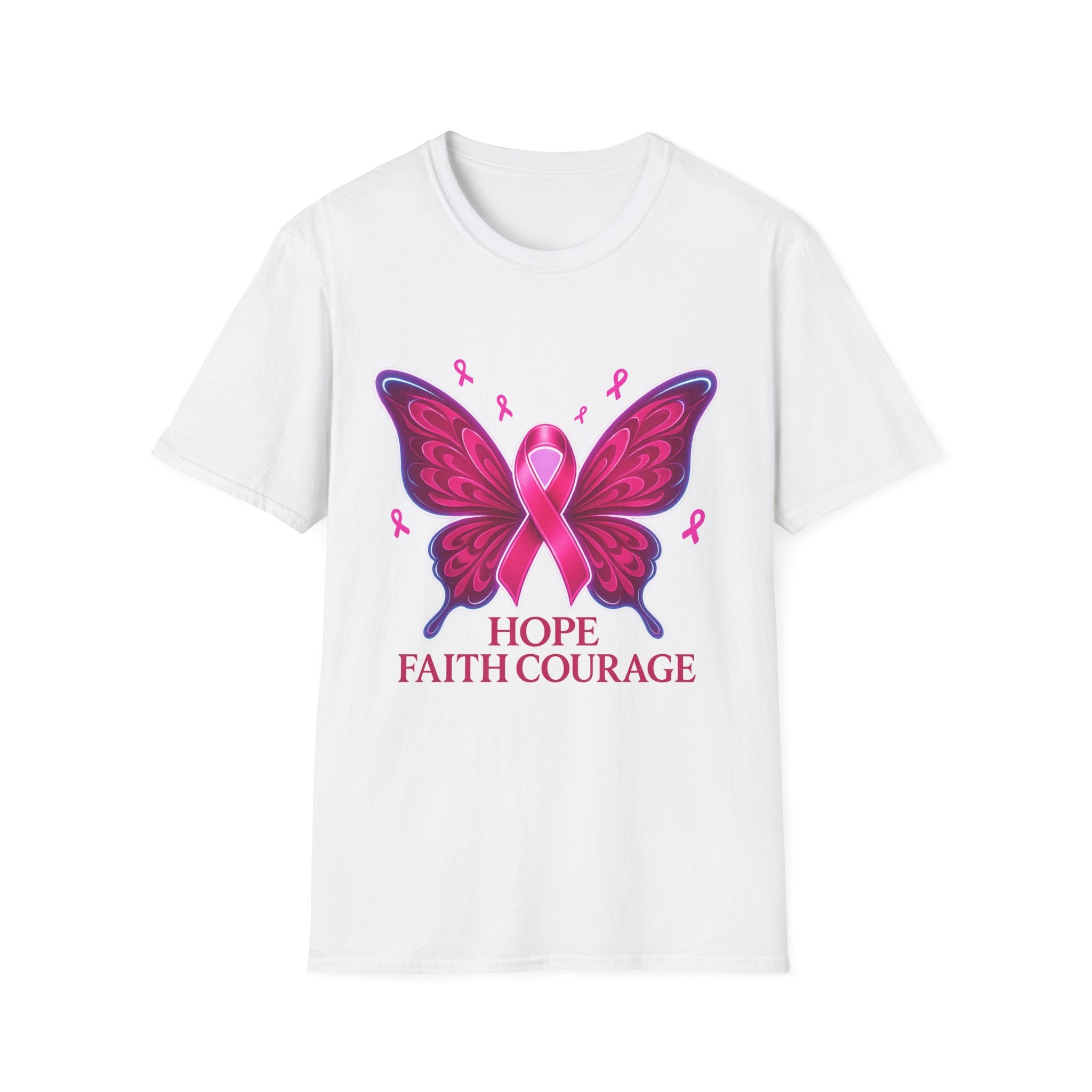 Hope Courage Butterfly T-Shirt | Breast Cancer Awareness Tee, Gift for Her, Motivational Shirt, Inspirational Fashion, Supportive Apparel