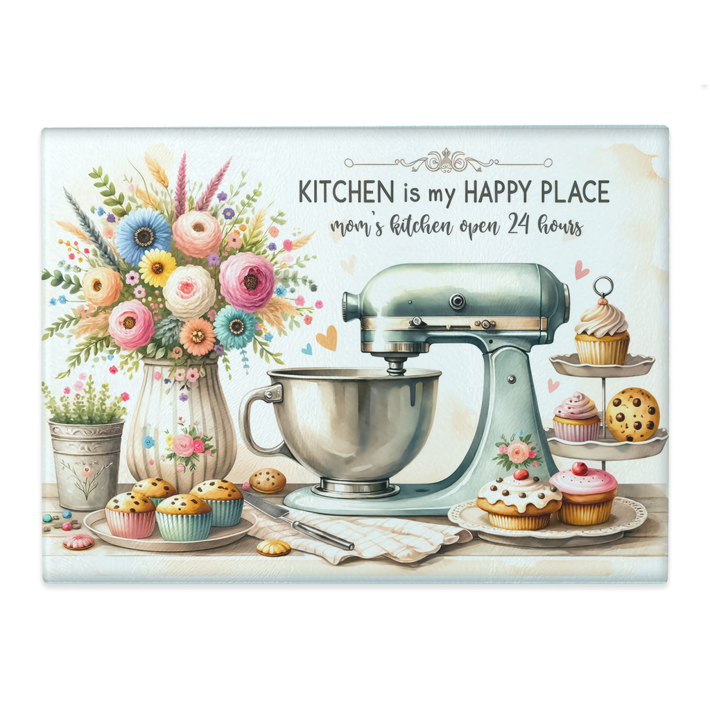 Kitchen is my Happy Place Glass Cutting Boards