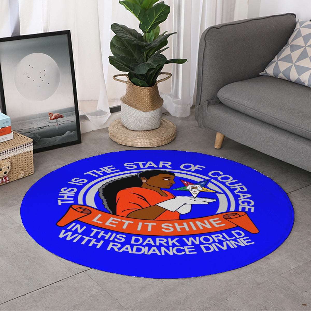 a blue frisbee sitting on top of a white table