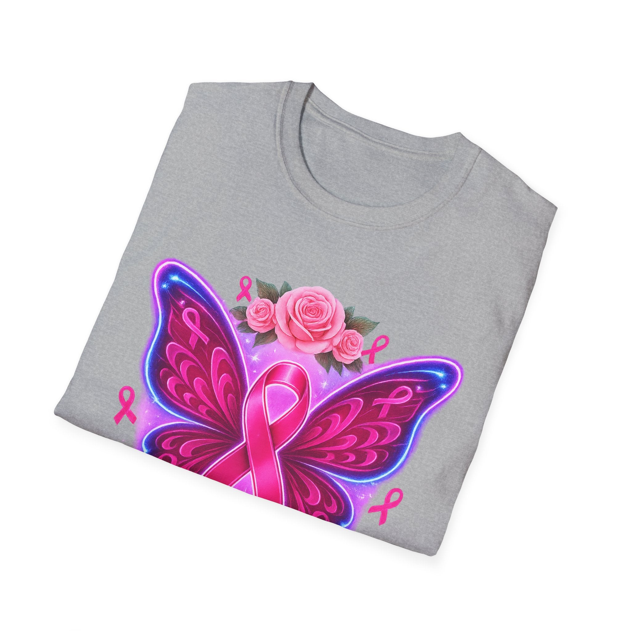 Hope Courage Butterfly T-Shirt, Breast Cancer Awareness Tee, Gift for Supporters, Unisex Softstyle Shirt, Inspirational Graphic Tee