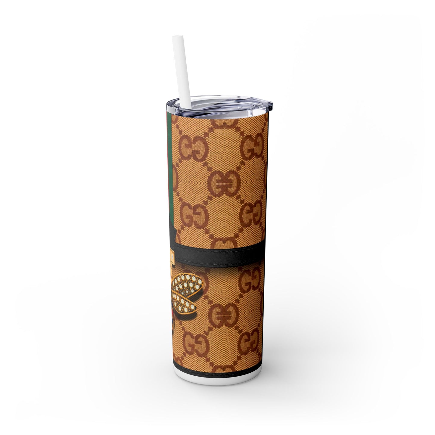 Gucci Bee Brown Purse -Skinny Tumbler with Straw, 20oz