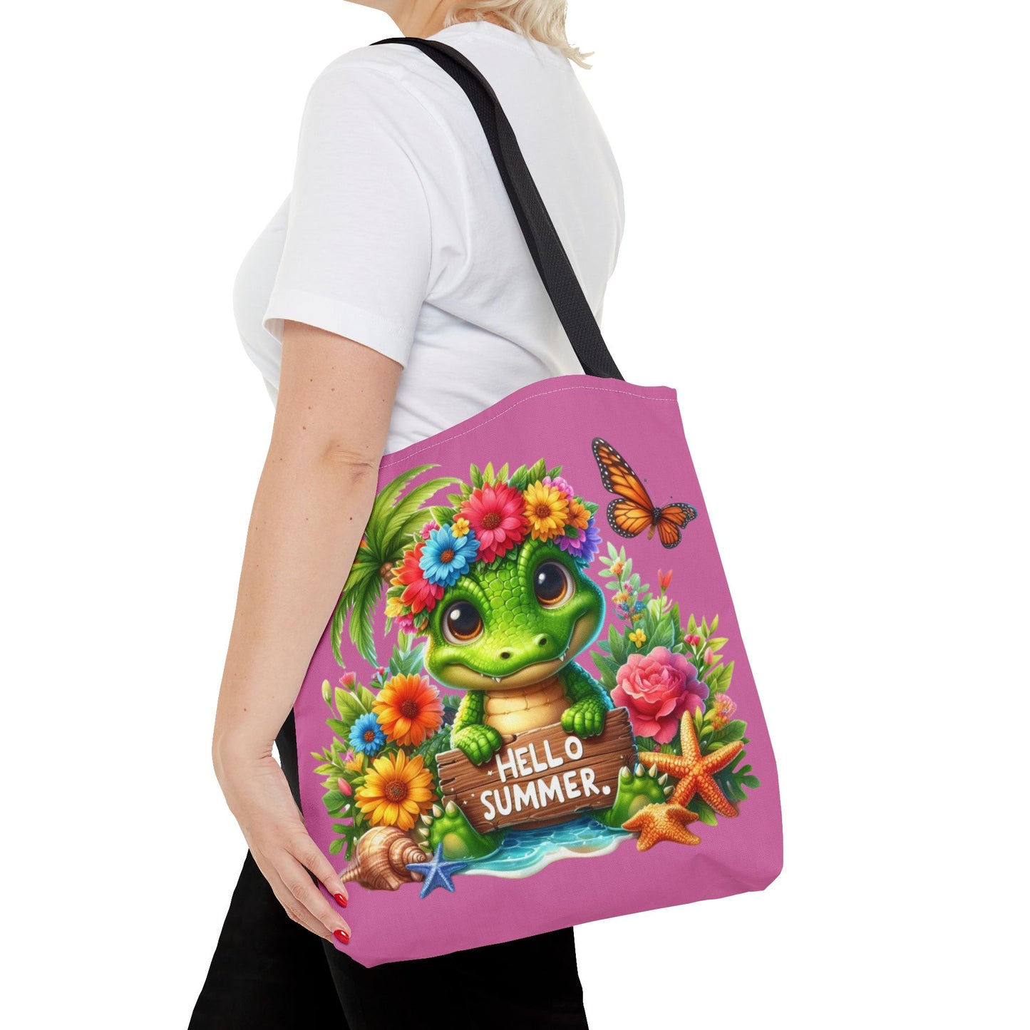 Hello Summer Cute Frog Tote Bag - Vibrant Beach Style for Summer Fun
