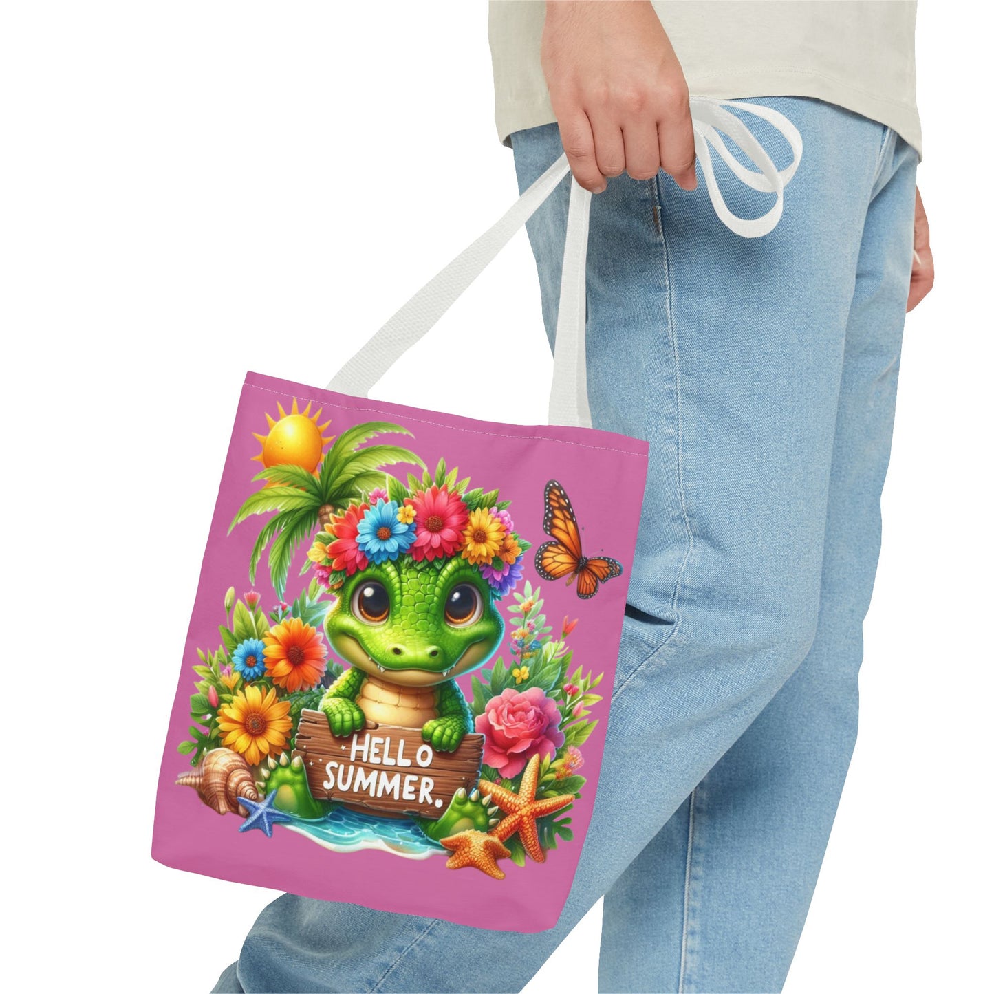 Hello Summer Cute Frog Tote Bag - Vibrant Beach Style for Summer Fun