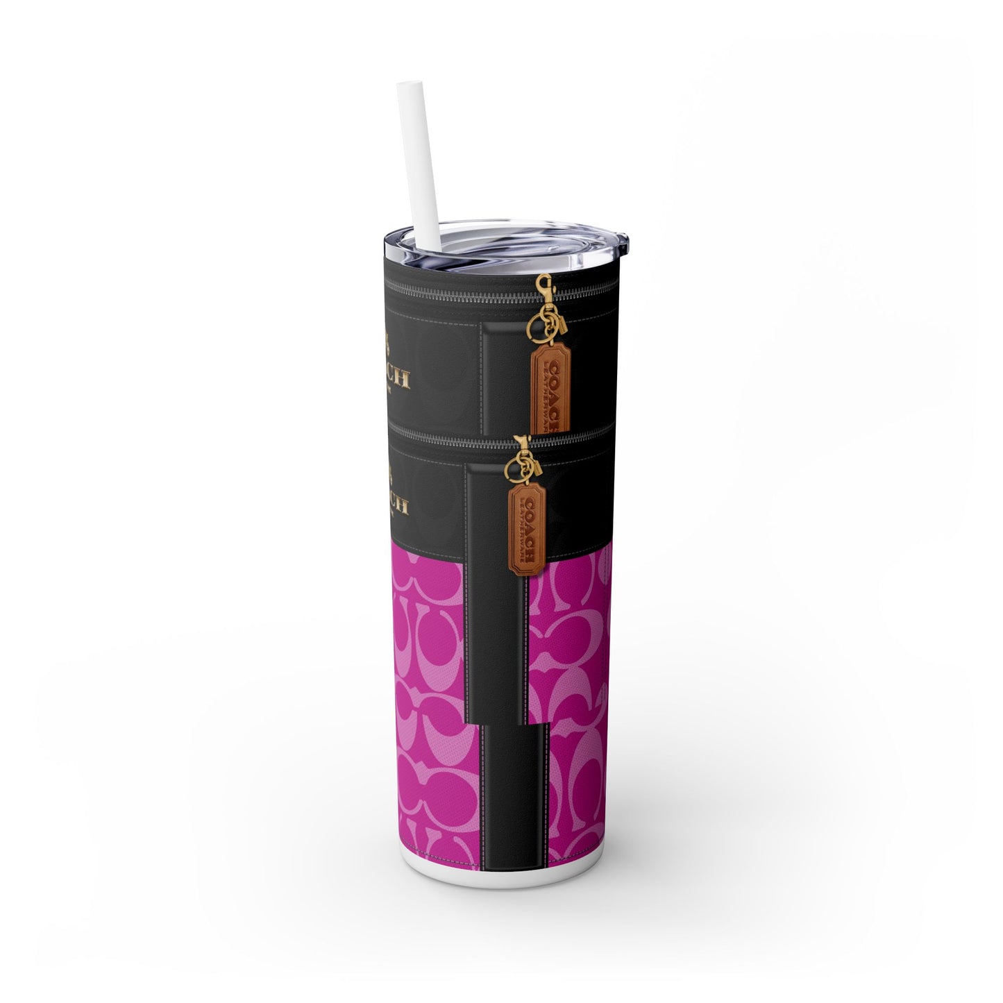 Coach Pink Purse -Skinny Tumbler with Straw, 20oz