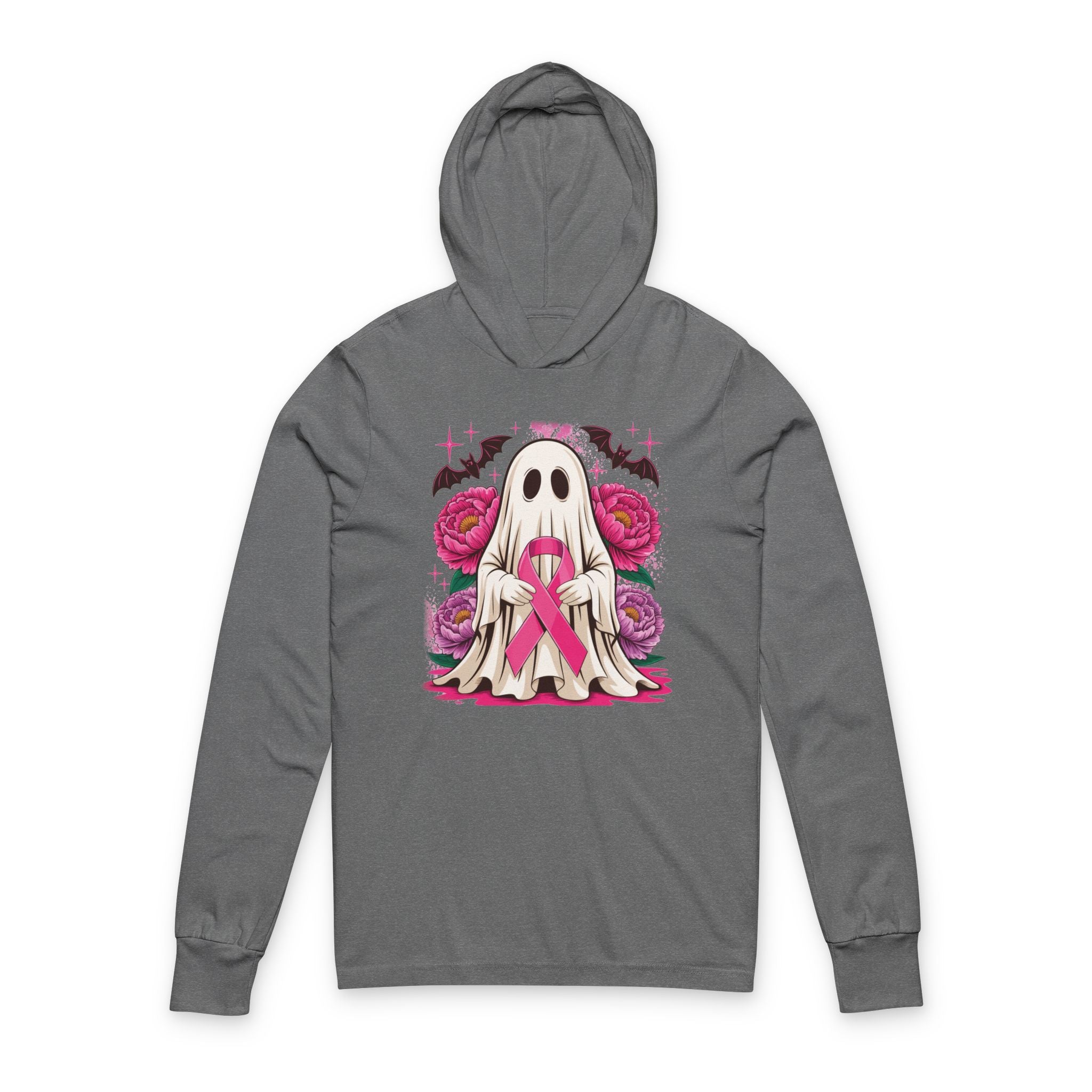 Spooky Ghost Floral Hoodie, Halloween Apparel, Unisex Long Sleeve Tee, Comfy Graphic Hoodie, Autumn Fashion