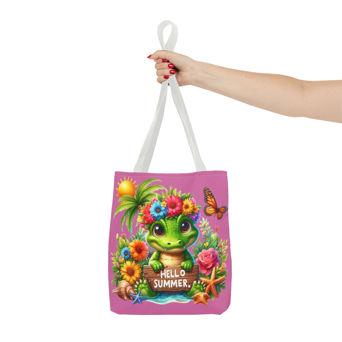 Hello Summer Cute Frog Tote Bag - Vibrant Beach Style for Summer Fun