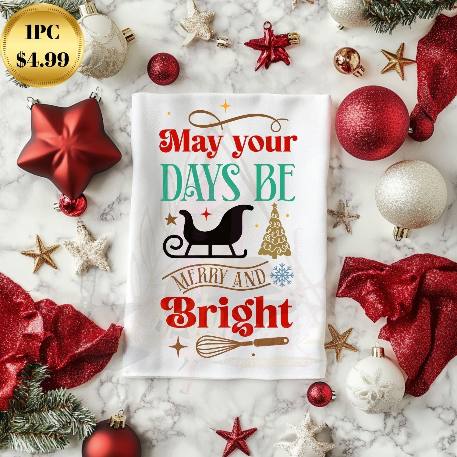 White Christmas Hand Towel (Individual)