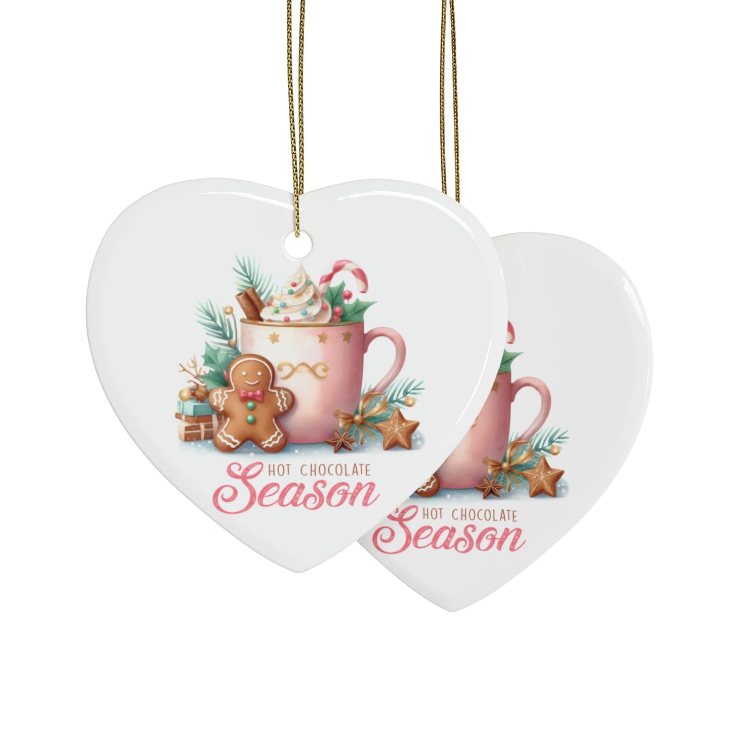 Hot Chocolate Season Ceramic Ornament - Perfect Holiday Gift! Ceramic Ornaments (1pcs, 5pcs, 10pcs, 20pcs)
