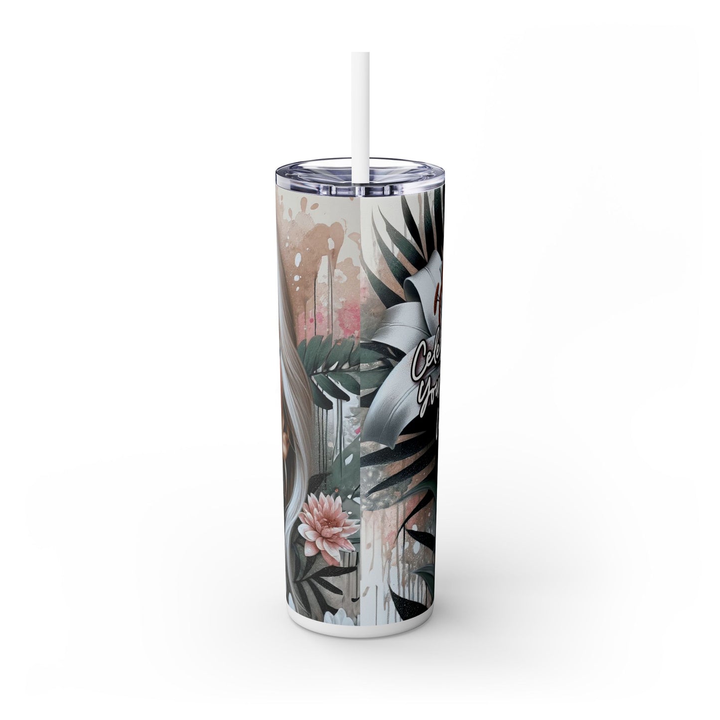 Tumbler with Caucasian Women and Calle Lilly Design #17, 20oz