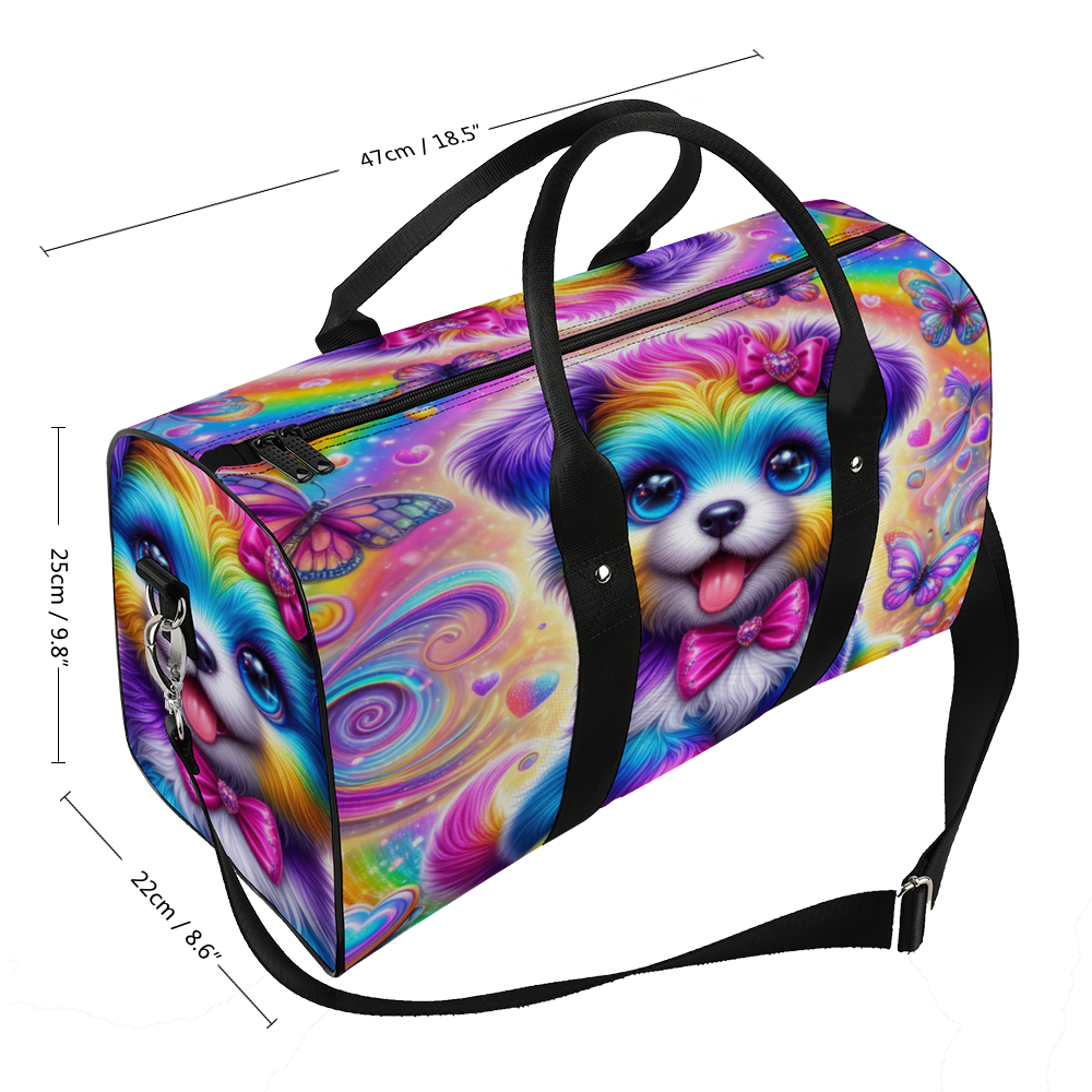 Rainbow Puppy Duffel Bag for Kids – Colorful Tote & Travel Luggage Large Travel Luggage Gym Bags Duffel Bags