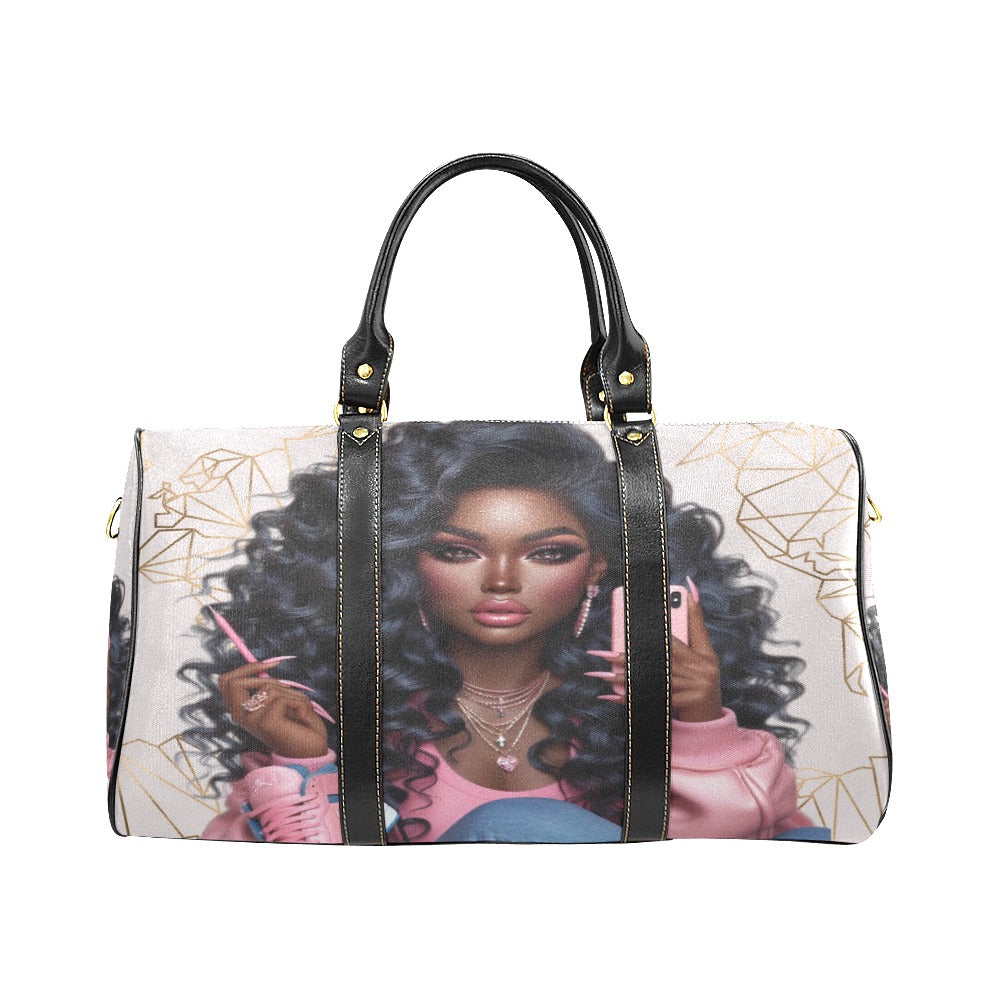 Pink Princess #1 New Waterproof Travel Bag/Small (Model 1639)