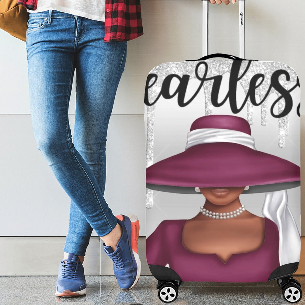 Mauve & Silver Church Lady Drip Luggage Cover Luggage Cover/Large 26"-28"