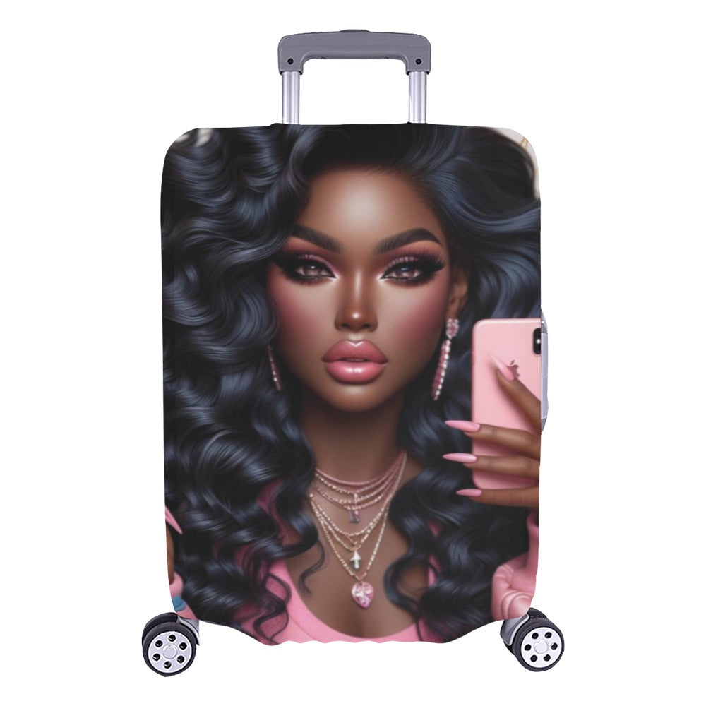 Pink Princess #1 Luggage Cover Luggage Cover/Large 26"-28" | Luggage Cover (Large) | e-joyer