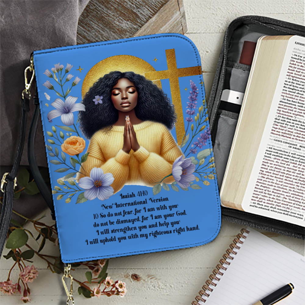 Blue & Gold ISAIAH 41:10 PU Bible Bag Strap Style Chic and Practical Fashion PU Leather Strap Bag