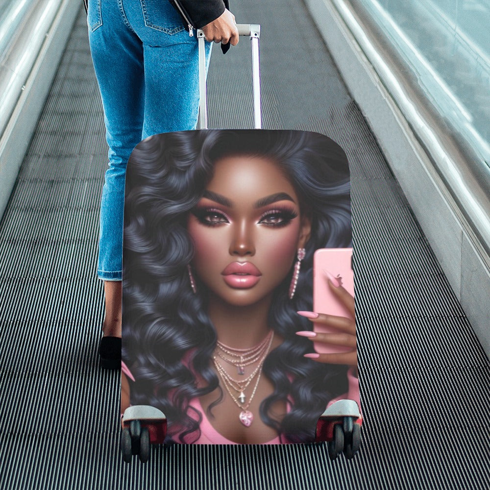 Pink Princess #1 Luggage Cover Luggage Cover/Large 26"-28"