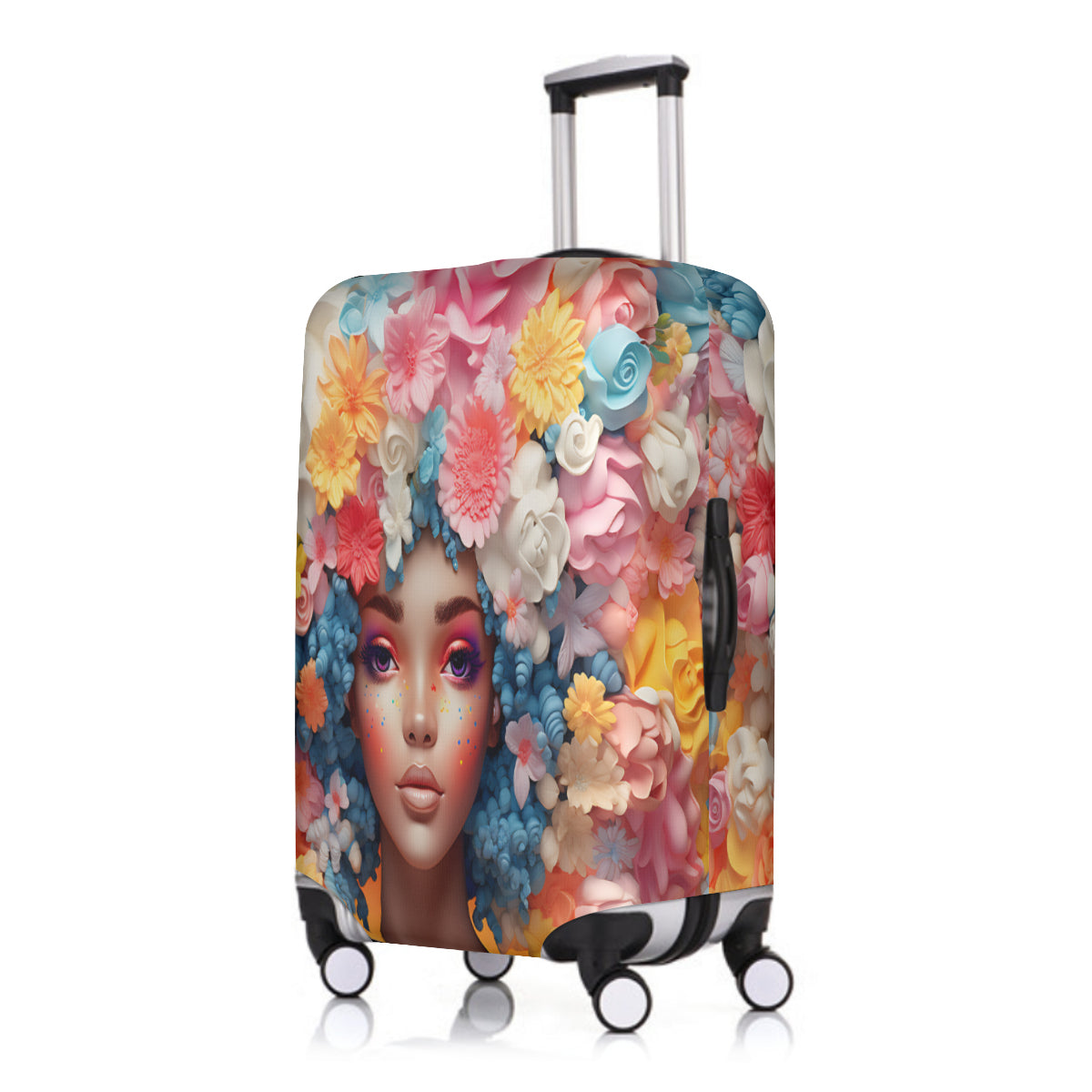 3D Afro Princess in crown Luggage Cover 18