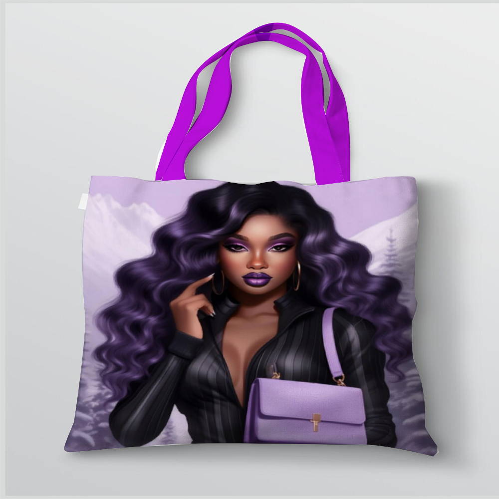 Purple Passion Tote Bags with Inner Zippered Pocket 14"/16" 16OZ 2 sides Different Designs