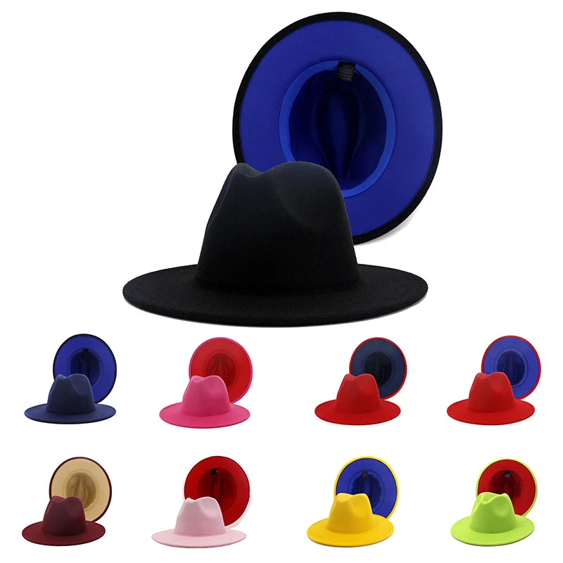 High Quality Big Brown Aka Hat Gambler Women Boater Red Bottom Brim Purple Man Mens Fedora Summer Hats Felt Classical Design | Pretty N Pink Hair & More