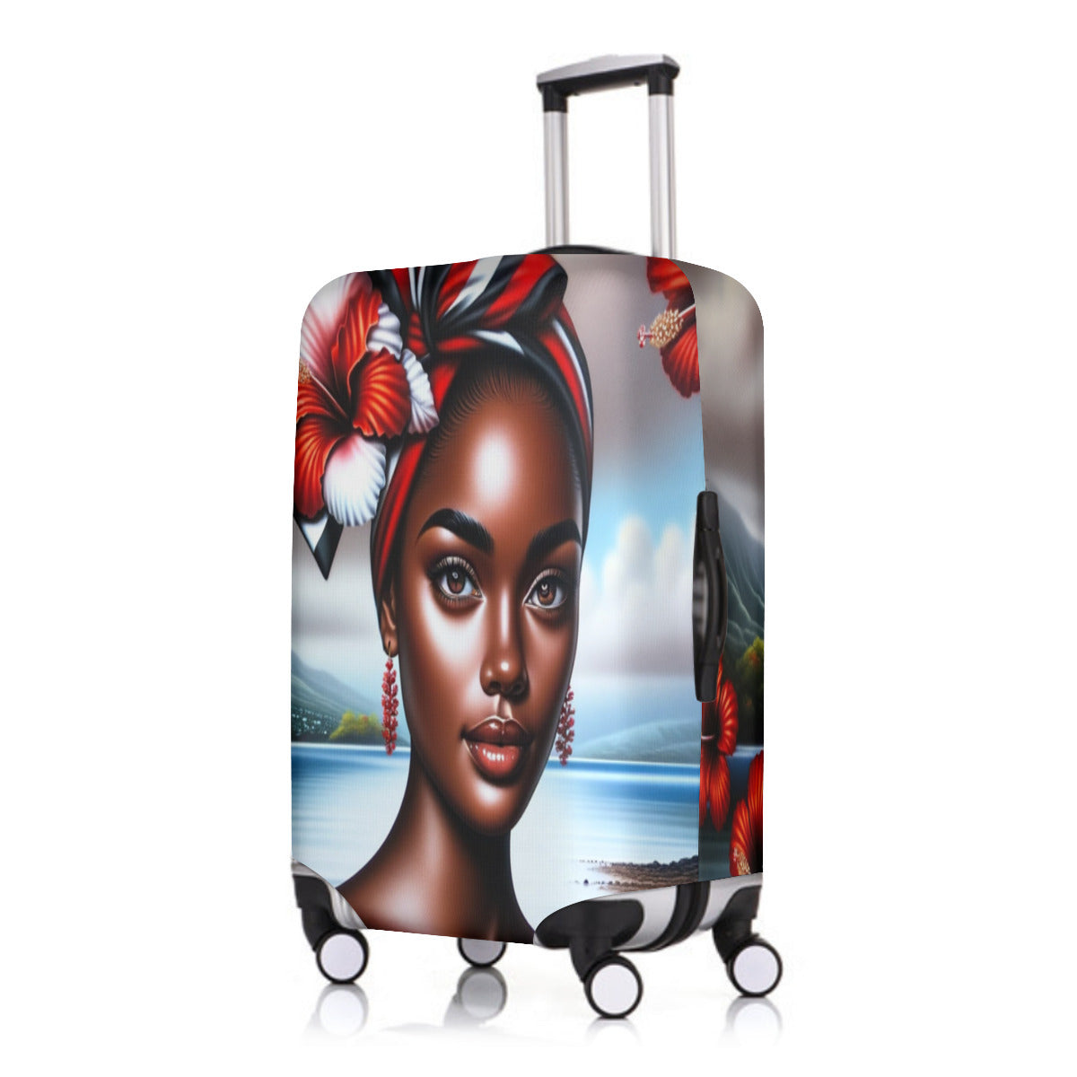 a woman with glasses is sitting on a suitcase