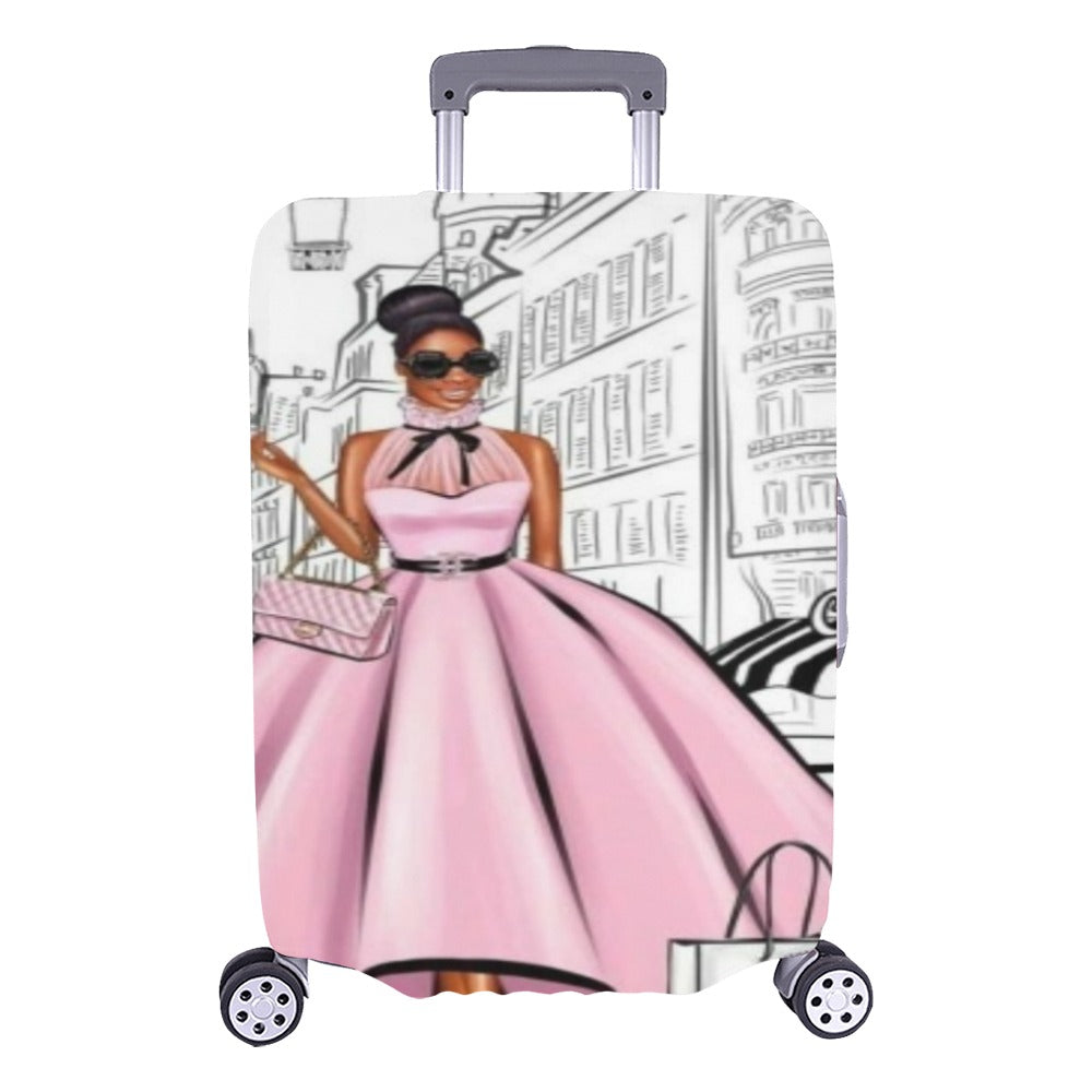 a woman in a pink dress holding a pink umbrella