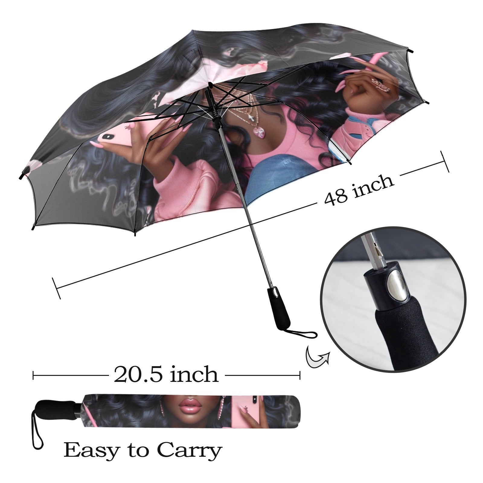 Pink Princess #1 Umbrella Cover Semi-Automatic Foldable Umbrella (Model U12)