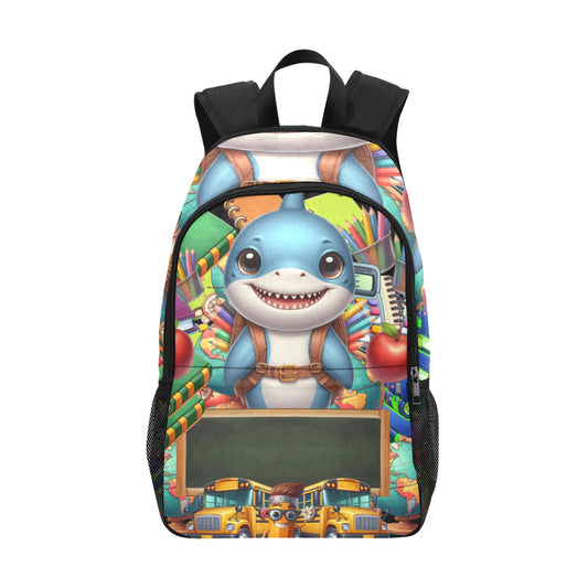 Mr. Whale Fabric Backpack with Side Mesh Pockets