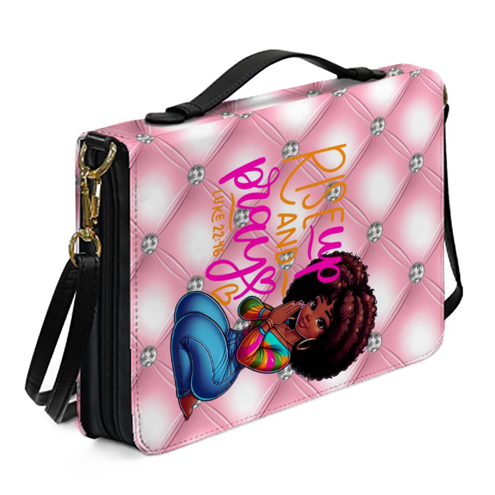 "Blinged-Out PU Bible Bag Strap: Rise Up & Pray Edition"