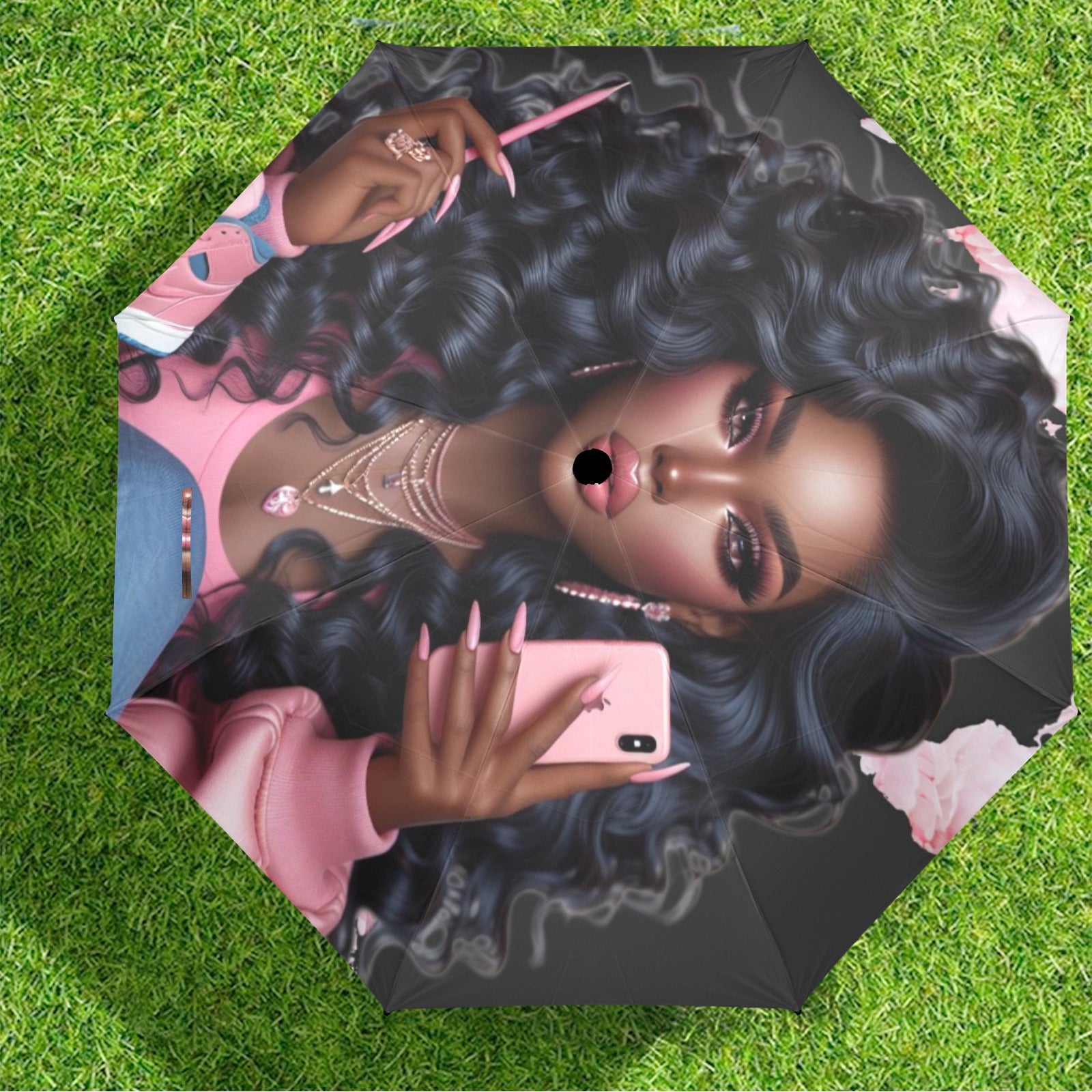 Pink Princess #1 Umbrella Cover Semi-Automatic Foldable Umbrella (Model U12)