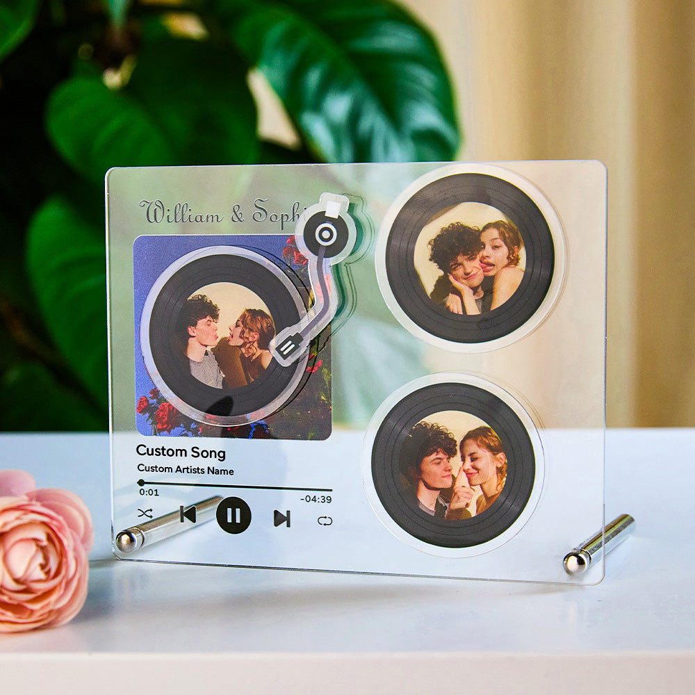 Personalized NFC Music Record Plaque with Photos - Unique Gift for Lovers