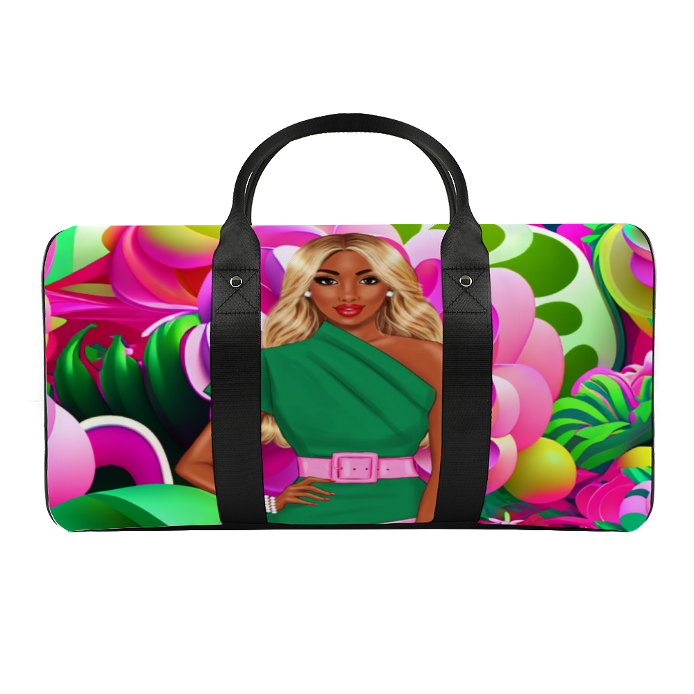 AKA Pink and Green Travel Luggage Gym Bags Duffel Bags