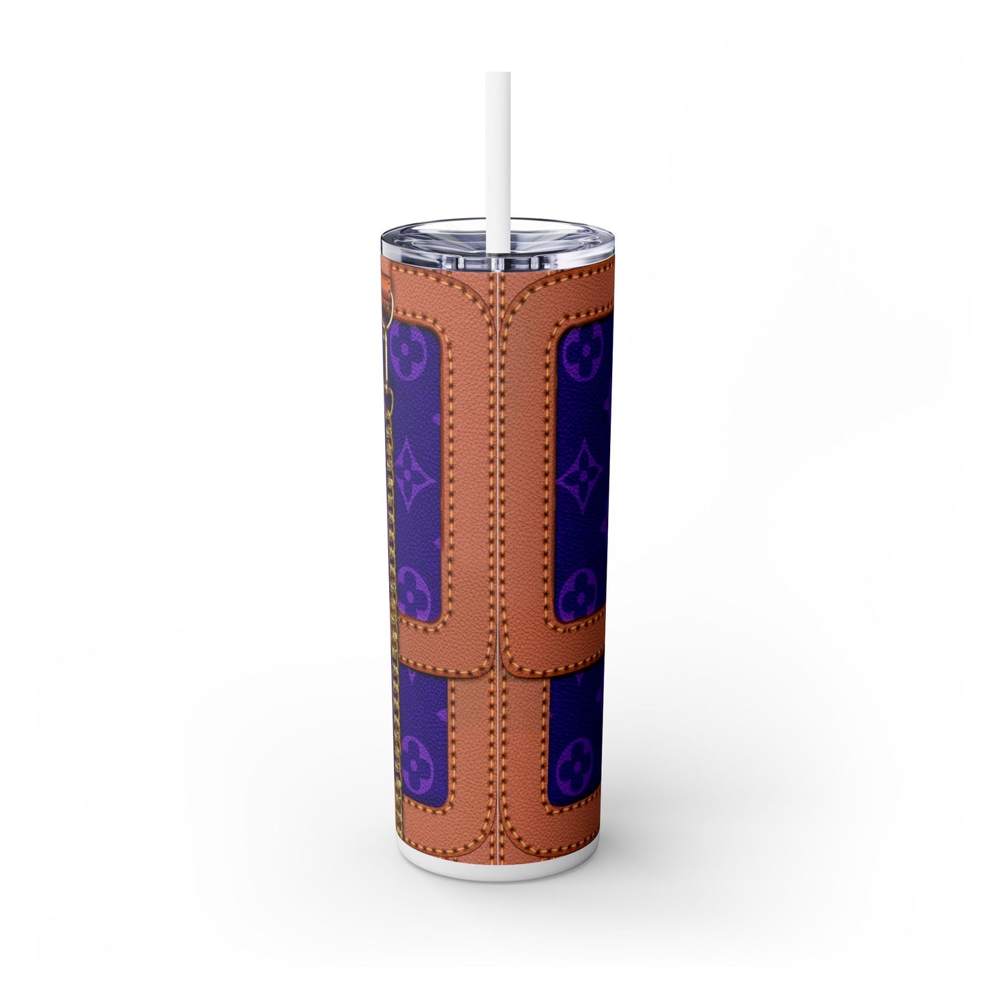 Louie Purple Skinny Tumbler with Straw, 20oz