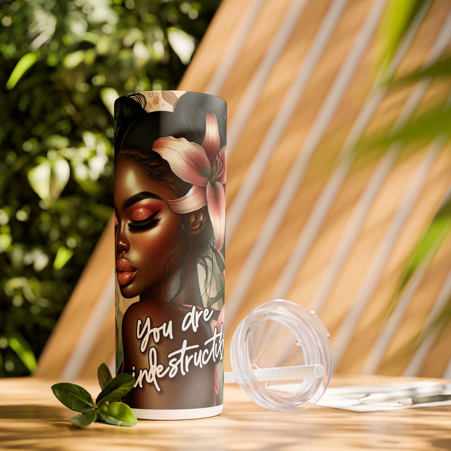 Tumbler with African American Women and Calle Lilly Design, 20oz | Mug | 20oz Tumbler, African American Art, Black Women, Calle Lilly Design, Coffee Lover Gift, Gift for Her, Gift Idea, Personalized Cup, Printed Tumbler, Skinny Tumbler, Stylish Tumbler, Trendy Drinkware, Unique Tumbler | Printify