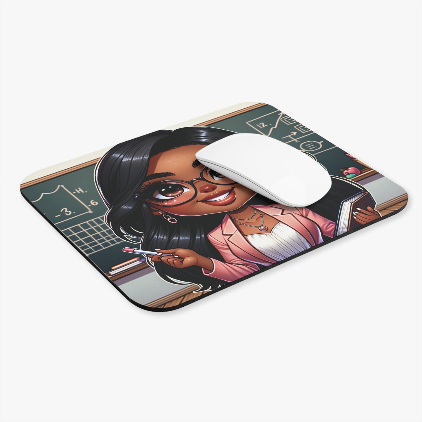 Mouse Pad (Rectangle) Teacher Series #16- African American & Caucasian