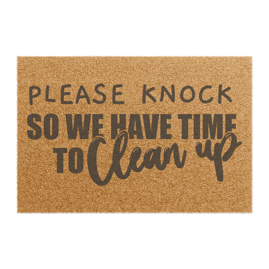 Please Knock So We Have Time To Clean Doormat, Funny Doormat, Welcome Doormat | Home Decor | Assembled in the USA, Assembled in USA, Eco-friendly, Funny Doormat, Home & Living, Home Decor, Made in the USA, Made in USA, Outdoor, Please knock so we have time to clean, Rugs & Mats, welcome doormat | Printify