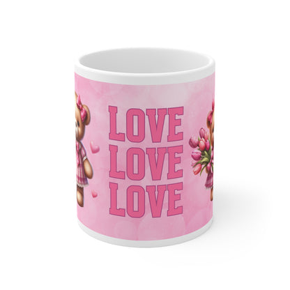 Love Teddy Bear, Valentine's Day, Mother's Day, Holiday, Ceramic Mug 11oz