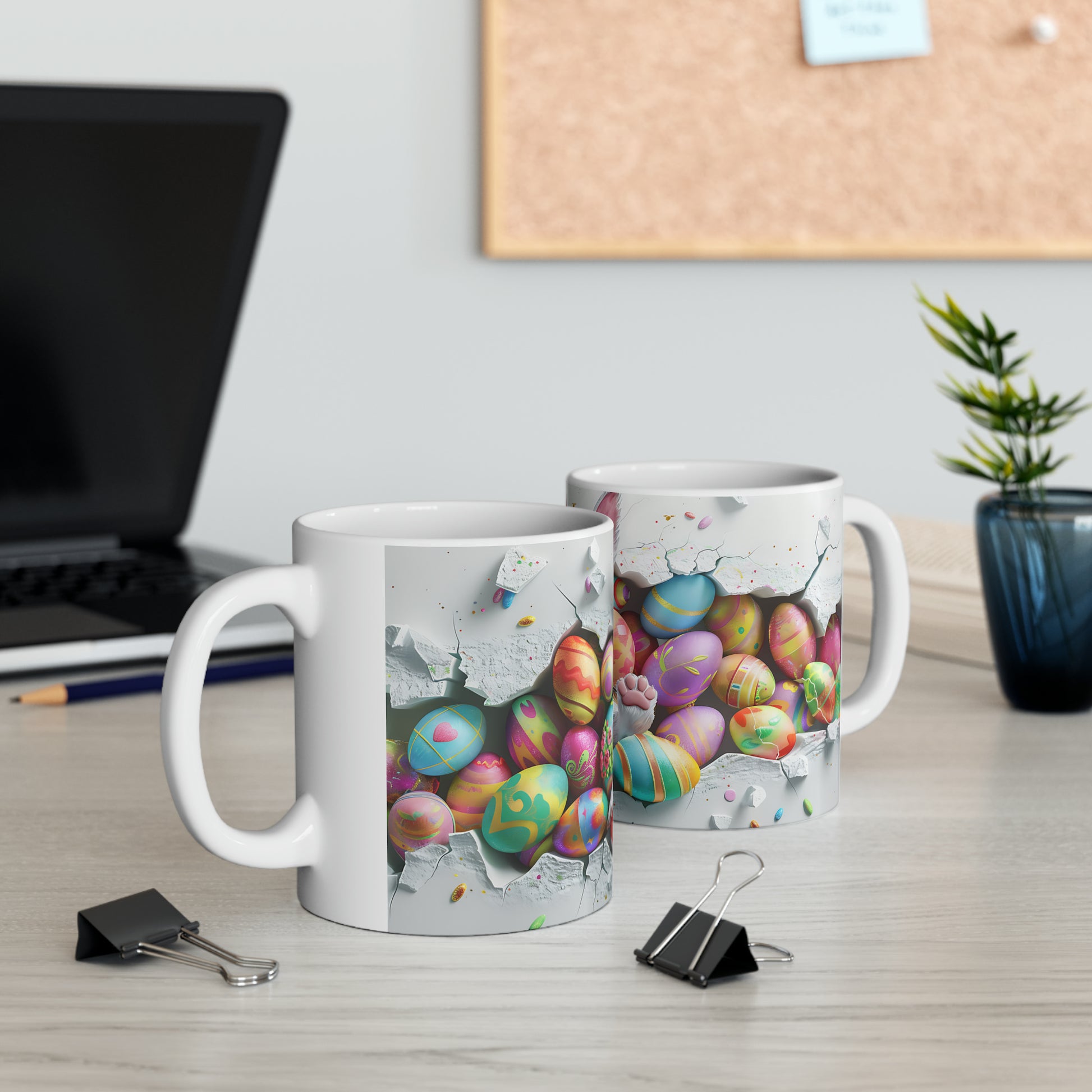 Easter Bunny Peek A Boo, Easter 2024, Ceramic Mug, 11oz | Mug | 11oz, Coffee Mugs, Holiday Picks, Home & Living, Kitchen, Mugs, Sublimation, Valentine's Day, Valentine's Day Picks, White base | Printify