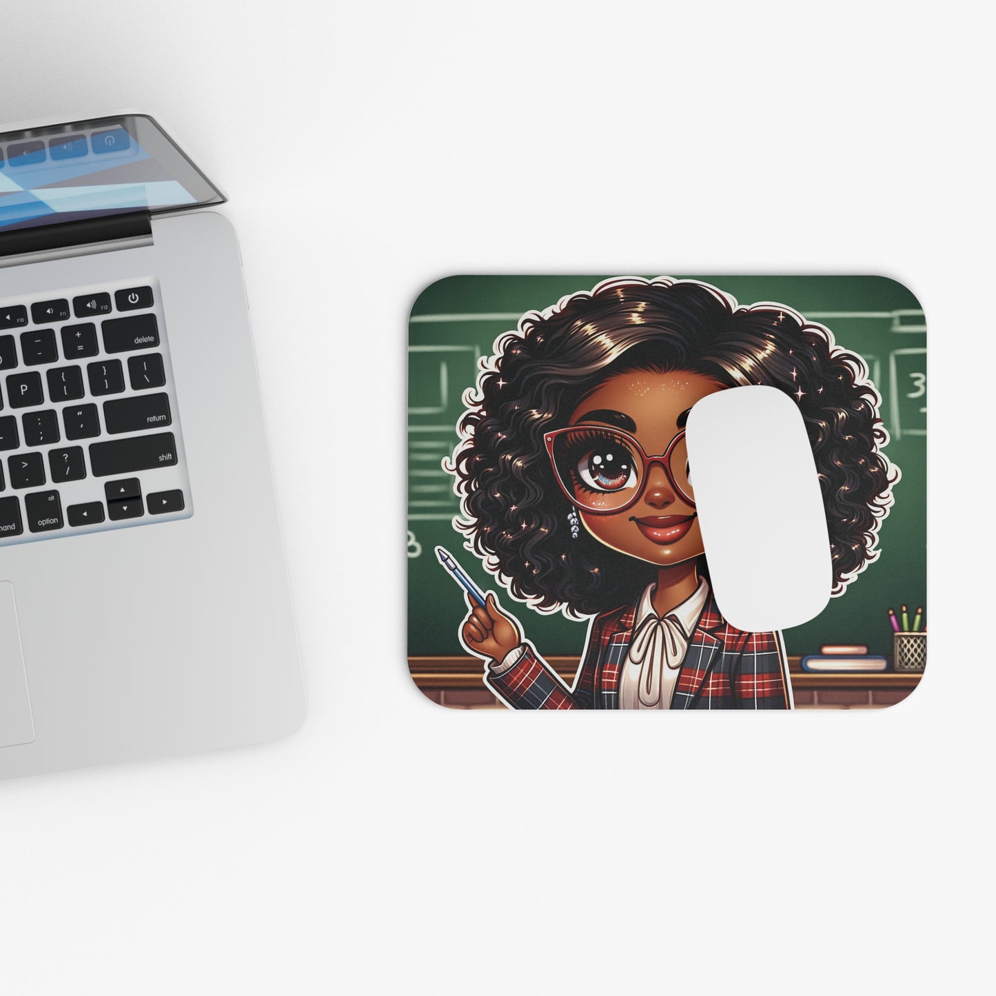 Mouse Pad (Rectangle) Teacher Series #18- African American & Caucasian