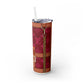 Louie Red & Light Brown Skinny Tumbler with Straw, 20oz