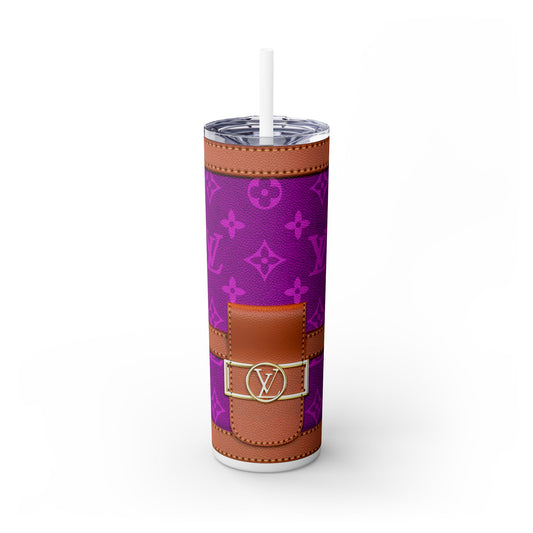 Pink Louie Skinny Tumbler with Straw, 20oz | Mug | 20 oz, Back-to-School, Bottles & Tumblers, Colorful 20 oz tumbler, Drink, Drinks, Glossy, Home & Living, Matte, Outdoor, Stainless steel, Travel, Travel Accessories, Tumblers | Printify