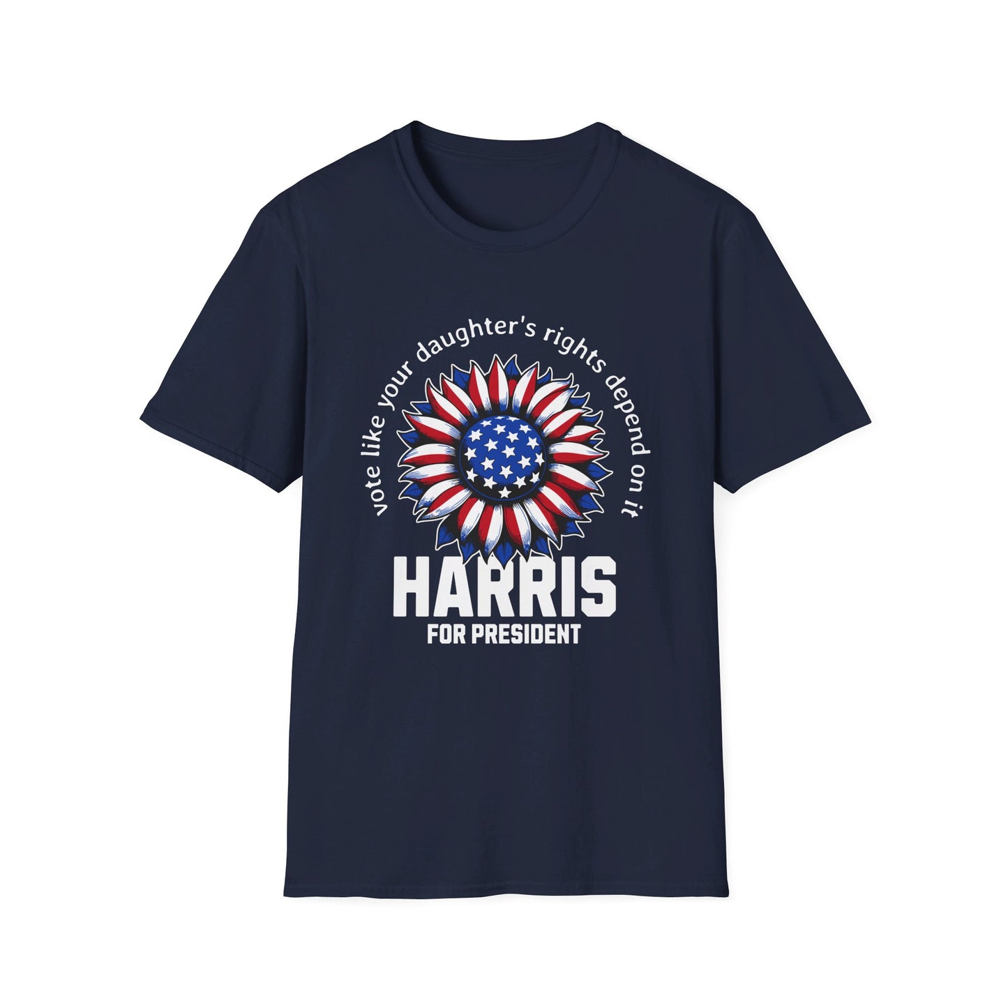 Kamala Harris Circle American Flag, Female President, Kama Harris for President, Kamala Harris, Unisex Softstyle T-Shirt