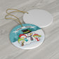 Snowman Family Christmas Ornament, Christmas Ceramic Ornament, Custom Family Ornament, Personalized Christmas Ornament