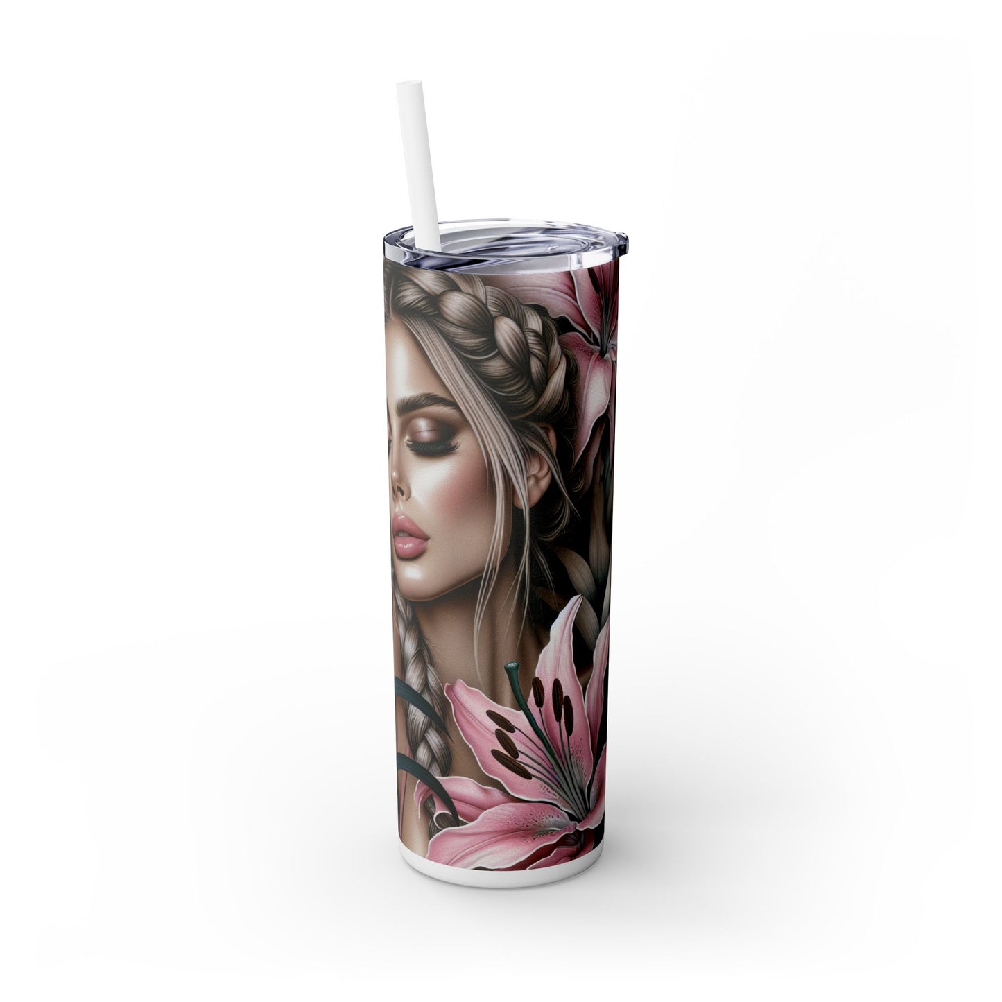 Tropical Tumbler with Caucasian Women and Calle Lilly Design #16 Affirmations, 20oz