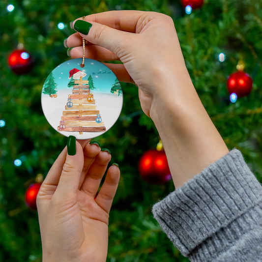 Family wood plank Christmas Ornament, Christmas Ceramic Ornament, Custom Family Ornament, Personalized Christmas Ornament | Home Decor | Ceramic, Christmas, Glossy, Halloween, Holiday Picks, Home & Living, ornament, Ornaments, Seasonal Decorations | Printify