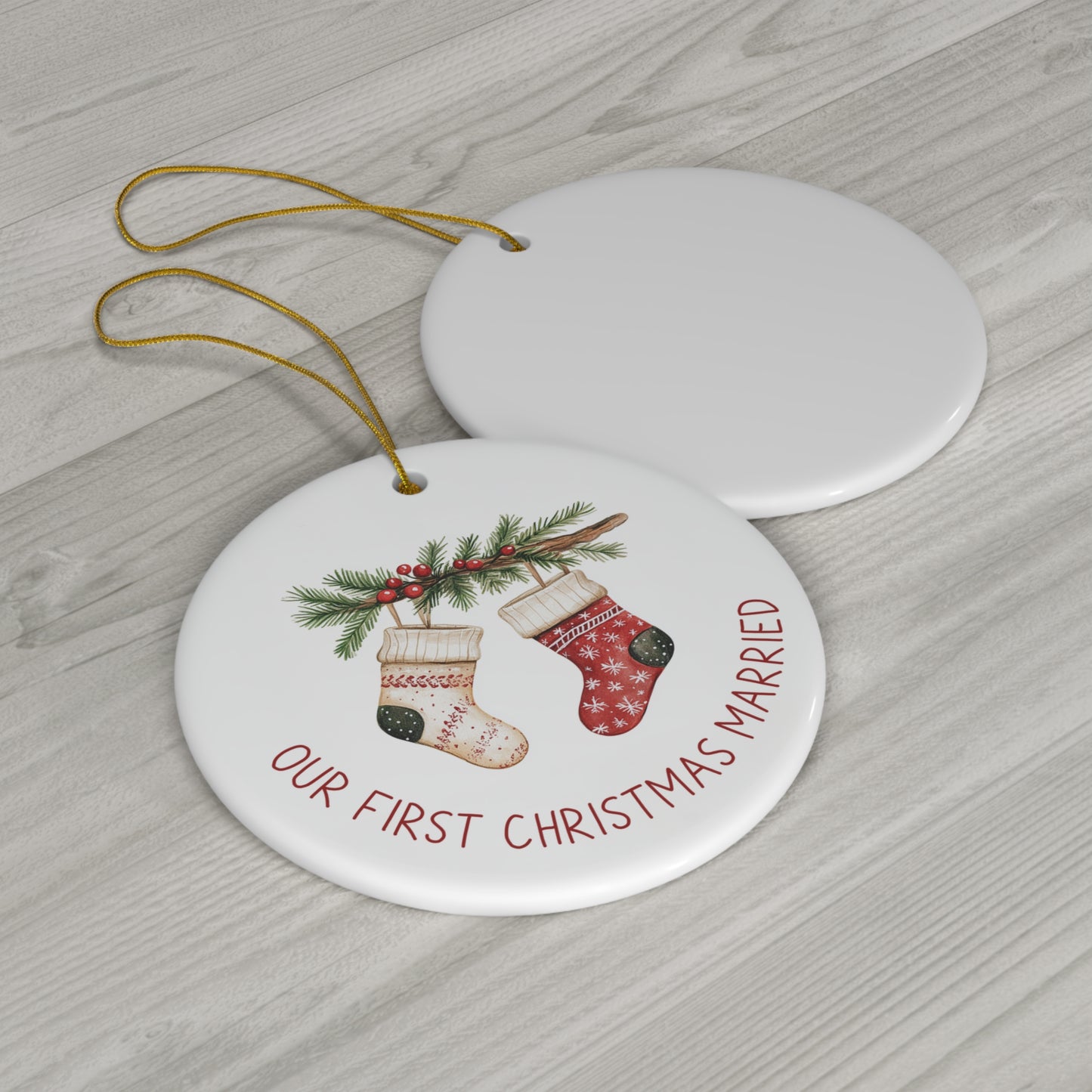 Our First Christmas Married #2,1st Christmas, Ceramic Ornament, Personalized Ornament