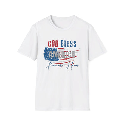 God Bless America, 2024 Presidential Election, Kamala Harris Unisex Softstyle T-Shirt